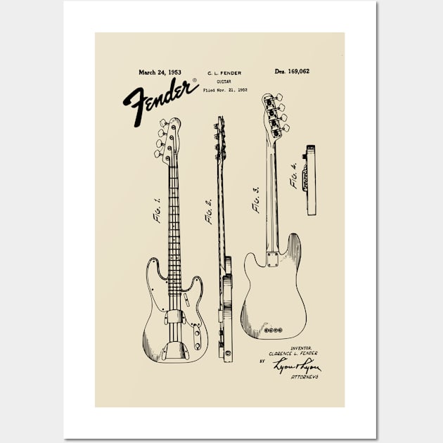 US Patent - Fender Bass Guitar Wall Art by Taylor'd Designs